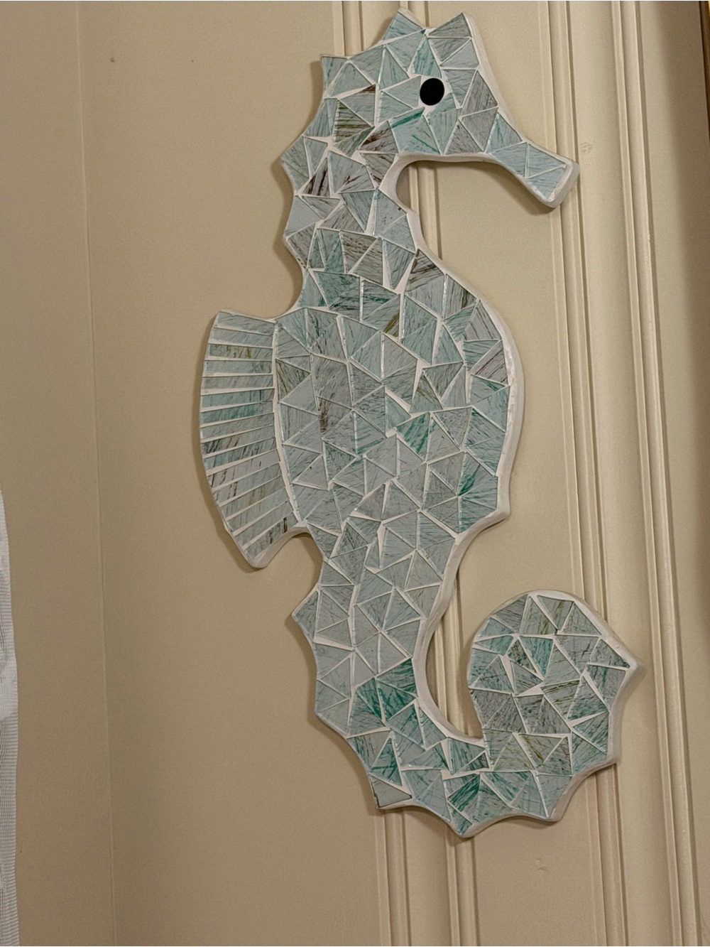Seahorse Mosaic Wall Art - Aqua/White